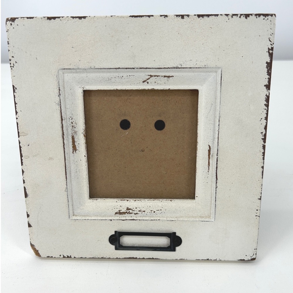Drexel Heritage Distressed White Wood Square Picture Frame 3x3